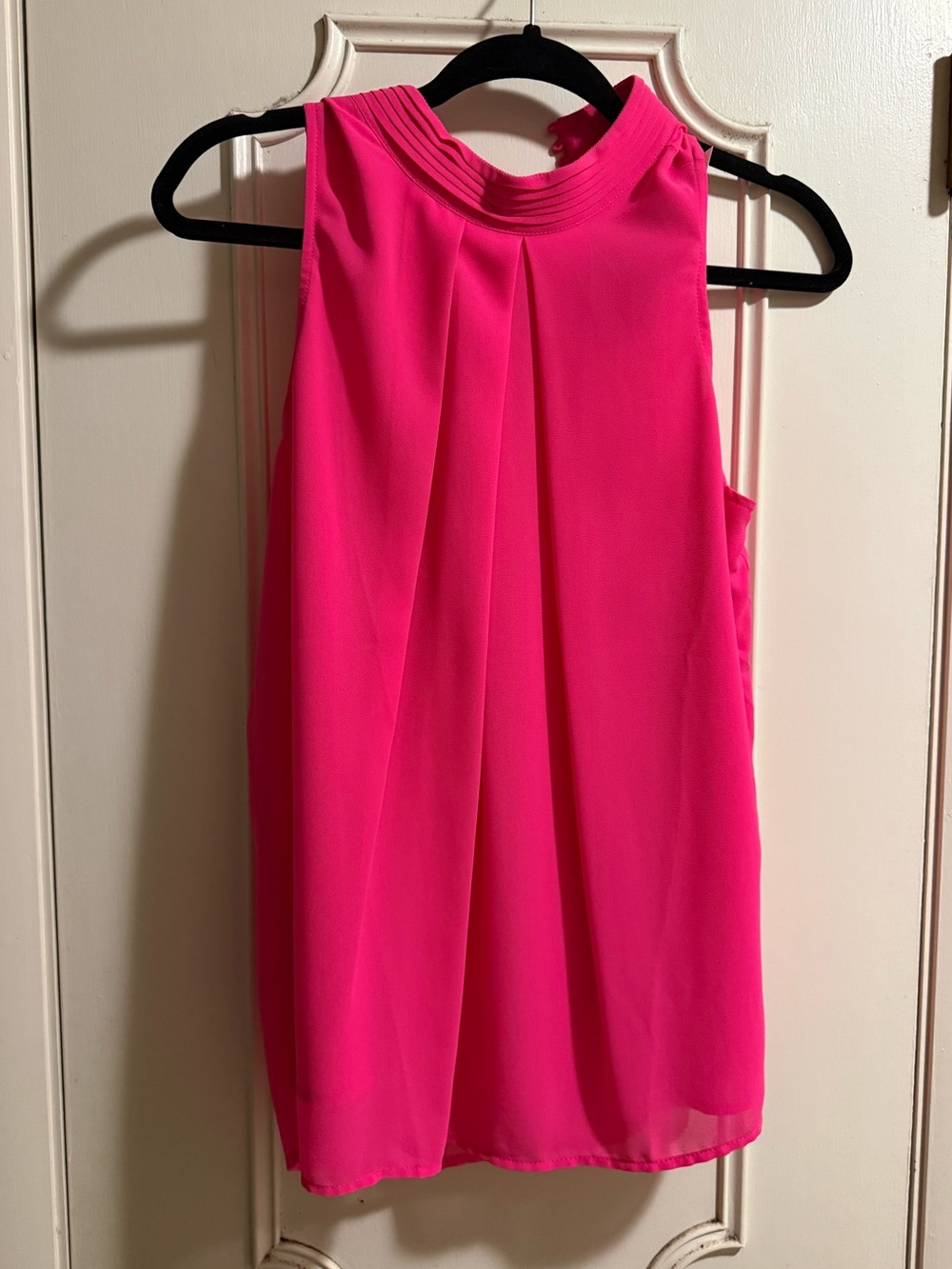 NWT Naked Zebra Hot Pink Pleated Mock Neck Blouse